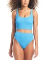 Bar Iii Womens Tank Bra Bikini Top High Leg Bottoms Created For Macys In Cobalt