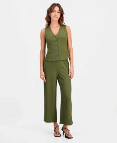 Bar Iii Womens Textured Knit Vest Textured Knit Pull On Pants Macys Exclusive In Black