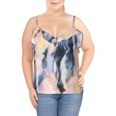 Bar Iii Womens Tie-dye Ruffle Tank Top In Green