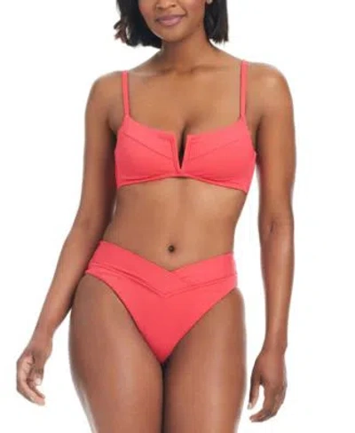 Bar Iii Womens V Wire Bralette Bikini Top Bottoms Created For Macys In Bright Rose