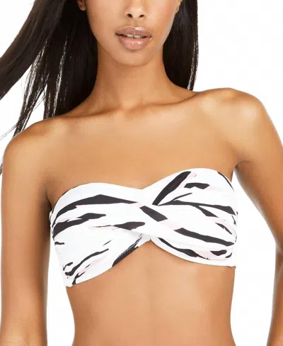Bar Iii Zebra Print Bandeau Bikini Top In Black/white In Multi