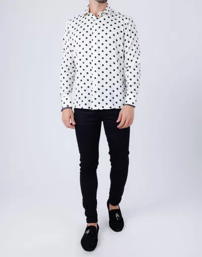 Barabas Delhi Polka Dots Long Sleeve Shirt In White