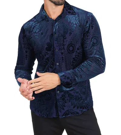 Barabas Floral Galore Long Sleeve Shirt In Navy In Multi
