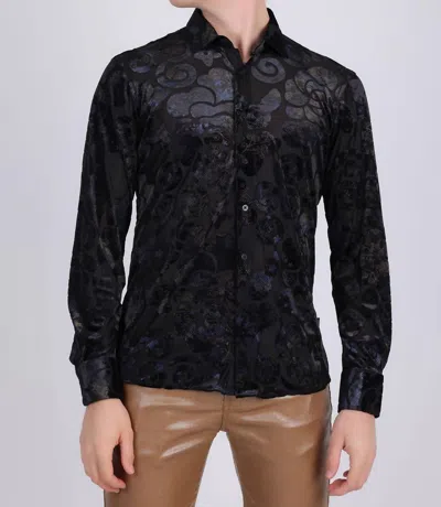 Barabas Floral Rage Long Sleeve Shirt In Multi In Black