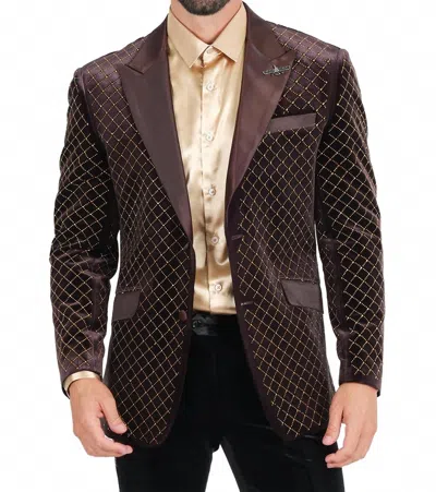 Barabas Four Sided Figure Blazer In Chocolate Gold In Brown