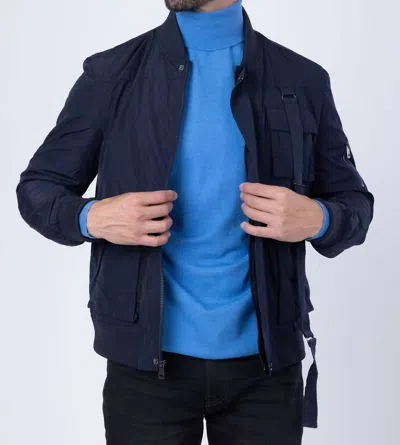 Barabas Goon Bomber Jacket In Navy In Blue