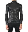 BARABAS HOTTER THAN HELL METALLIC TURTLENECK SWEATER IN BLACK