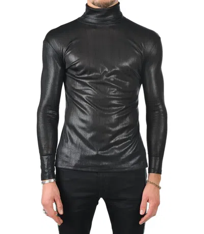 Barabas Hotter Than Hell Metallic Turtleneck Sweater In Black