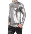 Barabas Hotter Than Hell Metallic Turtleneck Sweater In Silver In Silver