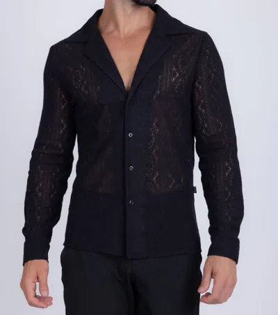 Barabas Janeiro Embroidered Long Sleeve Shirt In Black
