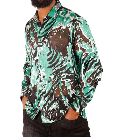 Barabas Luculent Mod Long Sleeve Shirt In Black Green In Multi