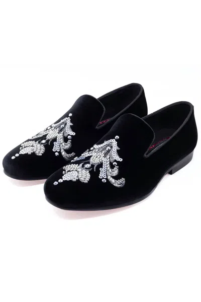 Barabas Men's Pearls Mod Slip-on Loafers In Black Silver