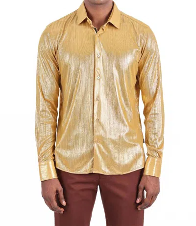 Barabas Molten Long Sleeve Shirt In Gold