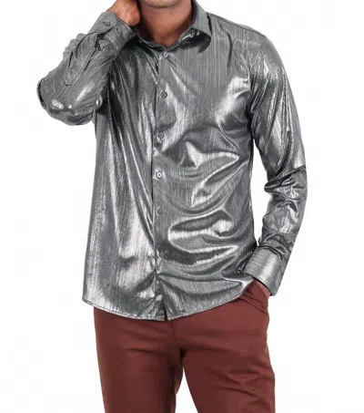 Barabas Molten Long Sleeve Shirt In Silver In Gray