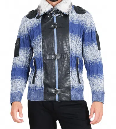 Barabas Mongolian Winter Sweater In Blue