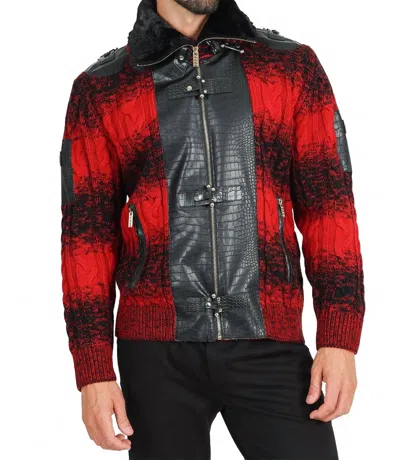 Barabas Mongolian Winter Sweater In Red
