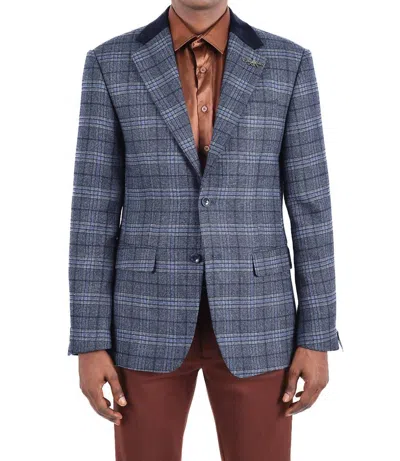 Barabas Quilted Plaid Blazer In Blue