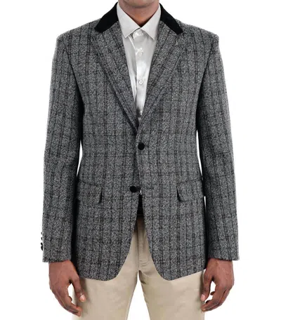 Barabas Quilted Plaid Blazer In Dark Grey In Gray