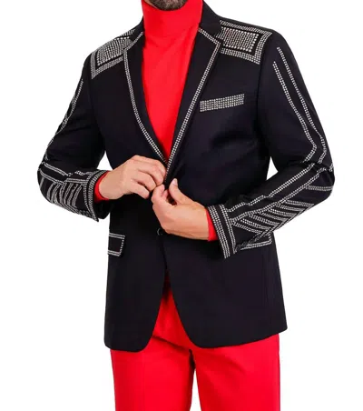 Barabas Realistic Mod Blazer In Black Silver