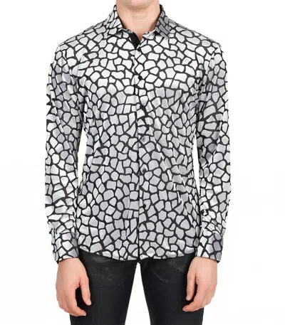 Barabas Rock Formation Long Sleeve Shirt In Black Silver