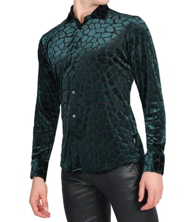Barabas Rock Formation Long Sleeve Shirt In Emerald In Blue