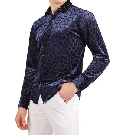Barabas Rock Formation Long Sleeve Shirt In Navy In Blue