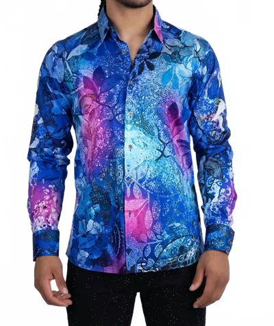 Barabas Roma Peacock Long Sleeve Shirt In Blue