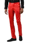 Barabas Slim Satin Dress Pant In Red In Red