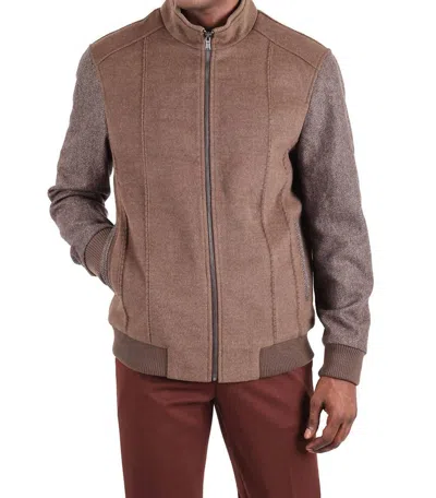 Barabas Swell Shield Bomber Jacket In Brown