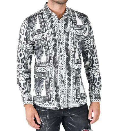 Barabas Wild Meander Long Sleeve Shirt In White