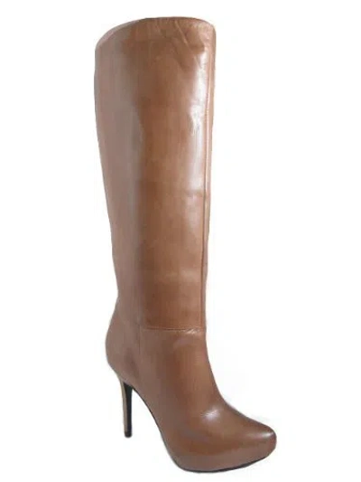 Pre-owned Barachini Women's  18568 Dressy High Heel Italian Boot In Tan In Brown