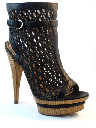 Pre-owned Barachini Women's  Italian Dressy Peep Toe Bootie Black