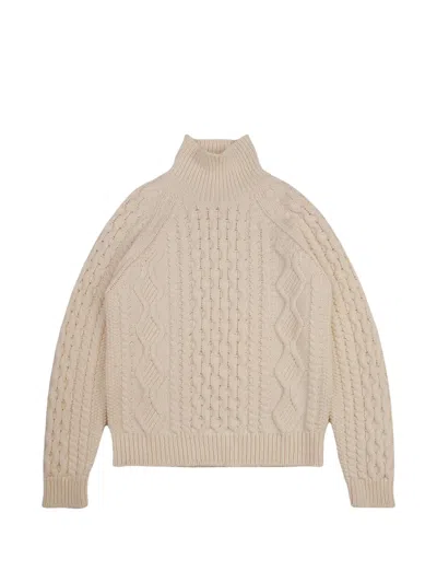 Baracuta Aran Mock Neck Cable-knit Sweater In Brown