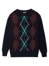 Baracuta Argyle Patterned Crew Neck Knit Sweater In Blue