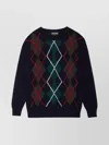 Baracuta Argyle Patterned Crew Neck Knit Sweater In Blue
