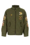 Baracuta Jacket Quilted Nylon Contrasting Embroideries In Green