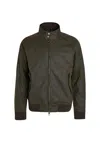 Baracuta Unisex Waxed Jacket With High Collar And Pockets In Green