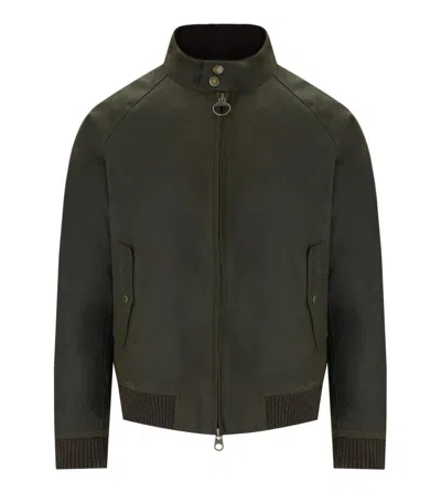 Baracuta Barbour X Porton Wax Olive Green Jacket In Black
