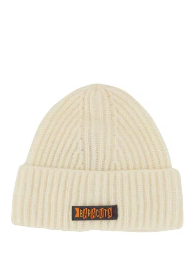 Baracuta Beanie Hat With Logo Patch In White