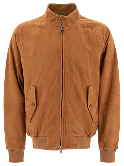 Baracuta Beige Goat Leather Jacket In Brown