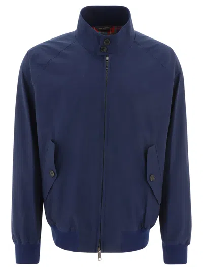 Baracuta Cotton Blend Bomber Jacket In Blue