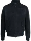 Baracuta Blue Suede Bomber With Zip