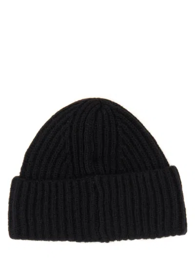 Baracuta Bracc0118_uf0509100 Logo Patch Virgin Wool Beanie In Black