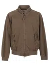 Baracuta Brown Canvas Bomber Jacket With Classic Silhouette In Brown