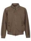 Baracuta Brown Canvas Bomber Jacket With Classic Silhouette In Gray