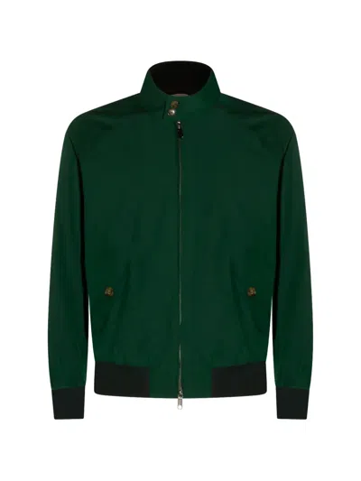 Baracuta Button-collar Zip-up Jacket In Green