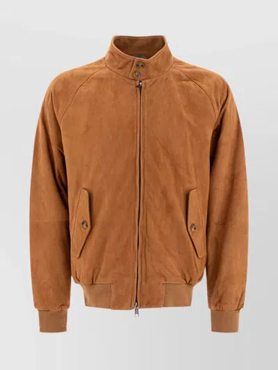 BARACUTA BUTTONED HIGH COLLAR JACKET WITH RAGLAN SLEEVES