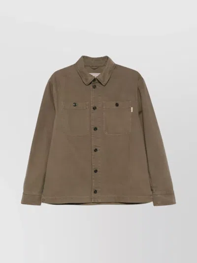 BARACUTA CANVAS BOMBER JACKET WITH CHEST POCKETS