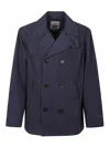 Baracuta Double-breasted Peacoat With Notched Collar And Front Pockets In Blue