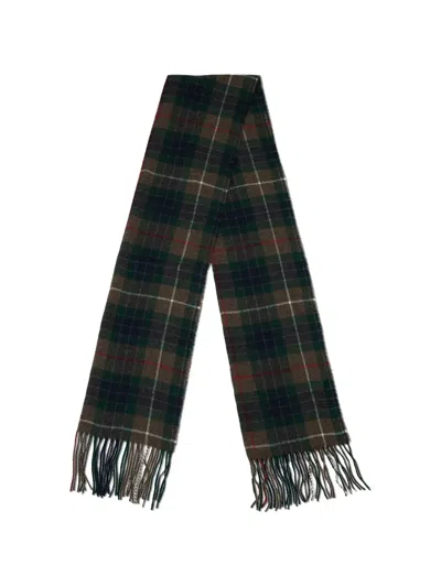 Baracuta Check-pattern Fringed Scarf In Brown